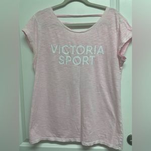 Victoria Secret  Victoria Sport‎ ladies pink tee shirt size Medium low cut back